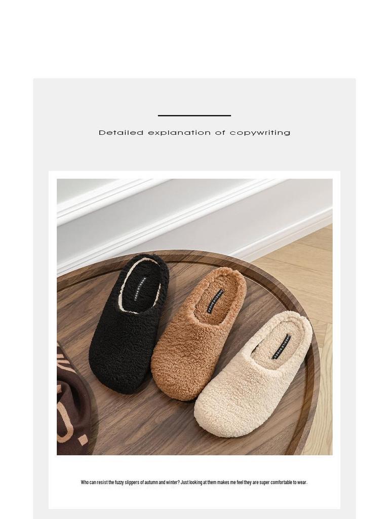 2025 Winter Women's Furry Outdoor Shoes, Velvet-Lined, Thickened, Closed-Toe Fur Slippers, Warm Lambswool Loafers