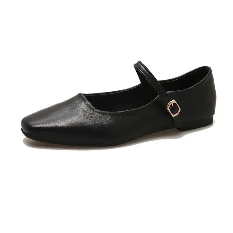 2024 Spring New Fashion Style Mary Jane Temperament Commuter Single Shoes Fairy Flat Heeled Small Leather Shoes