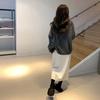 Slim-Fitting Women's French Style Elegant Knitted Midi Skirt Autumn Winter Non-Slit Bodycon A-Line Pencil Skirt