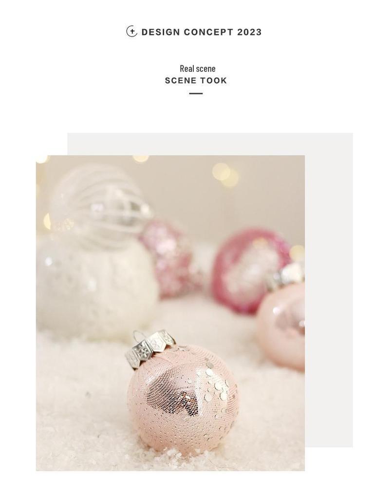 Pink Transparent Hollow Christmas Tree Ornament - PET Round Decorative Ball