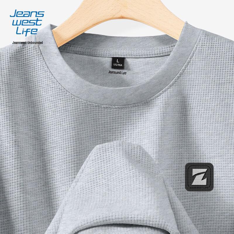 

JEANSWEST LIFE Men s Waffle Print Long-Sleeve T-shirt XL