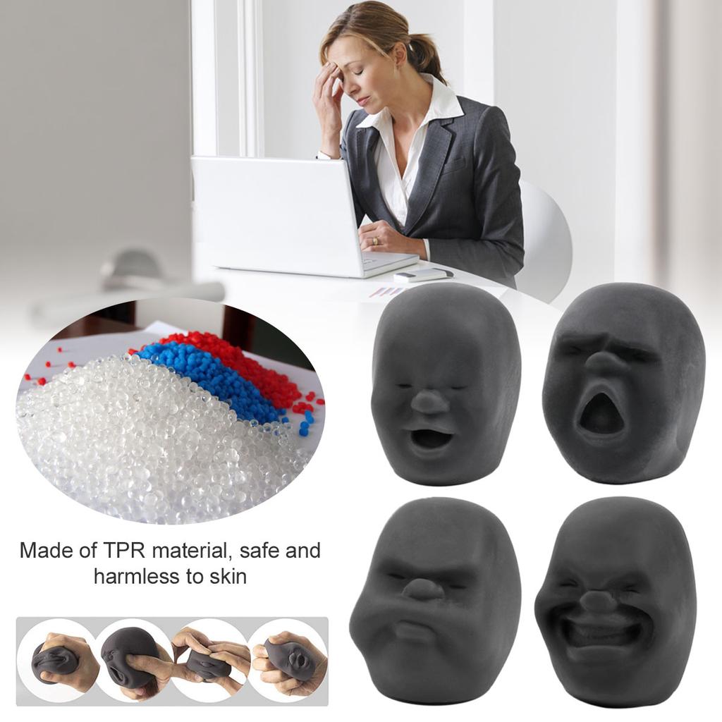 4pcs Human Face Balls Stress and Anxiety Relief Emotion Vent Ball with 4 Expressions Squeeze Ball Heal Your Mood Multiple