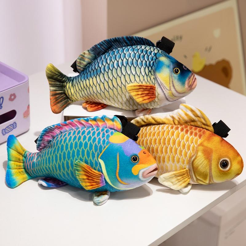 30cm Simulated Fish Bag Soft Stuffed Plush Toys Koi Carp Crucian Carp Parrotfish Funny Plushies Doll Crossbody Bag Girls Gifts
