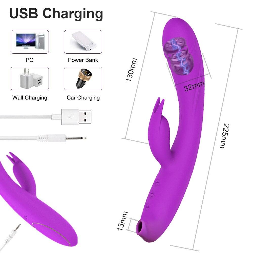 3 In 1 G Spot Rabbit Vibrator Clitoris Sucker Dildo Sucking Vibrator Women Vacuum Stimulator Sex Toys for Adults