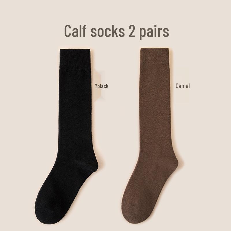 Women's Premium Cotton Mid-Calf & Thigh-High Socks: Versatile for All Seasons, Black