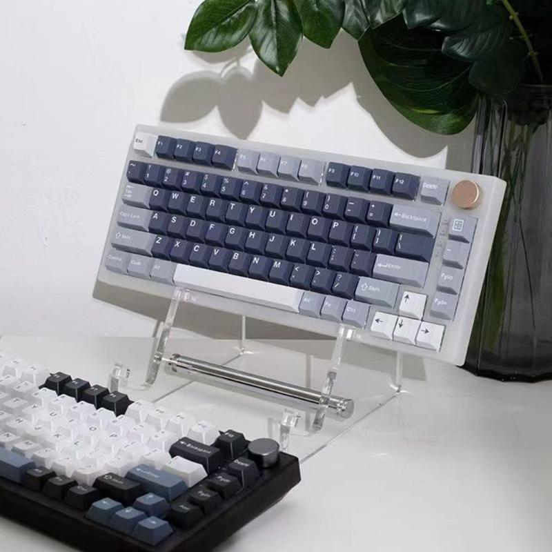 Clear Acrylic Tiers Keyboards Holder Detachable Modern Design Sturdy Platinums Iron Base For Workspaces Organization