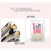 Acrylic Brush Holder,Dustproof Makeup Brush Organizer with Lid, Covered Cosmetic Brush Holder with White Pearls,Clear -NEWCREA