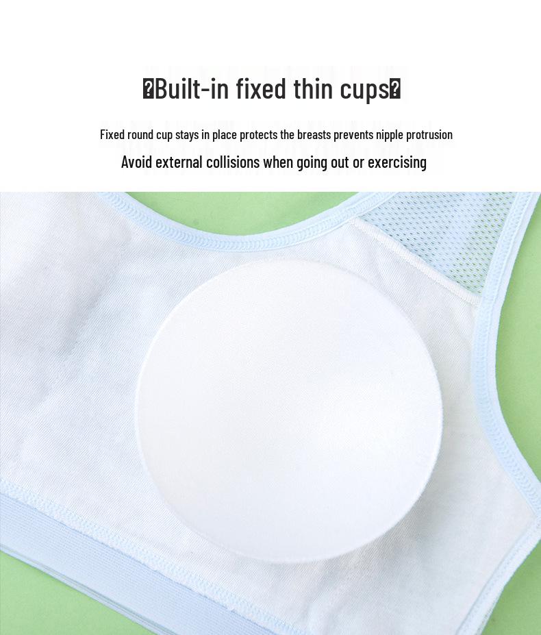 Junior Girls' Pure Cotton Sports Bra - Breathable & Supportive