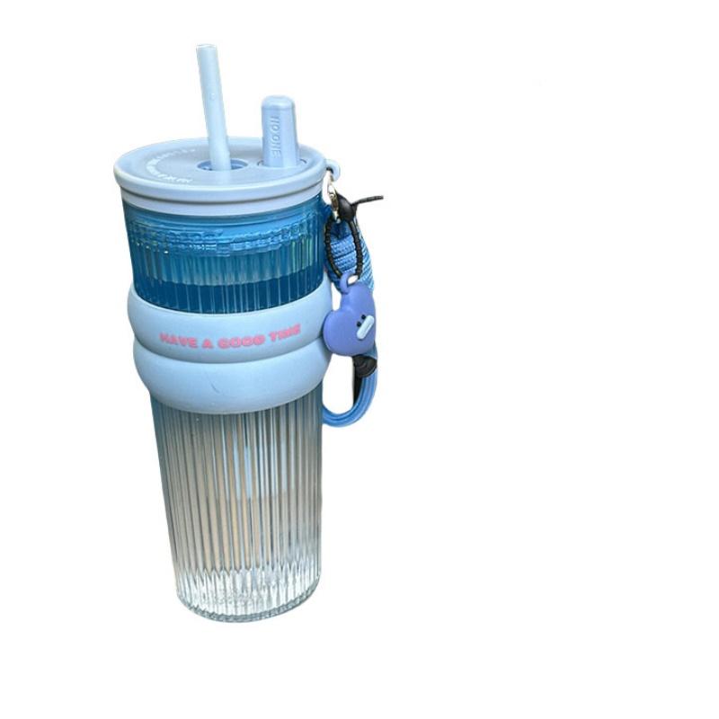 

Новая Популярная Соломенная Чашка Красивый Внешний Вид Большая Вместимость Летняя С Веревкой Бутылка для Холодной Воды Студенты Идут в Школу Практичная 710ml синий