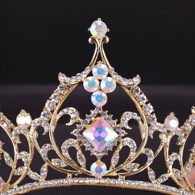 Fashion Wedding Hair Accessories Bridal Headdress Baroque Colored Rhinestone Crystal Crown Party Prom Queen Jewelry Crown Gift