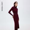LANCY Women's Semi-Turtleneck Slim-Fit Knit Midi Dress
