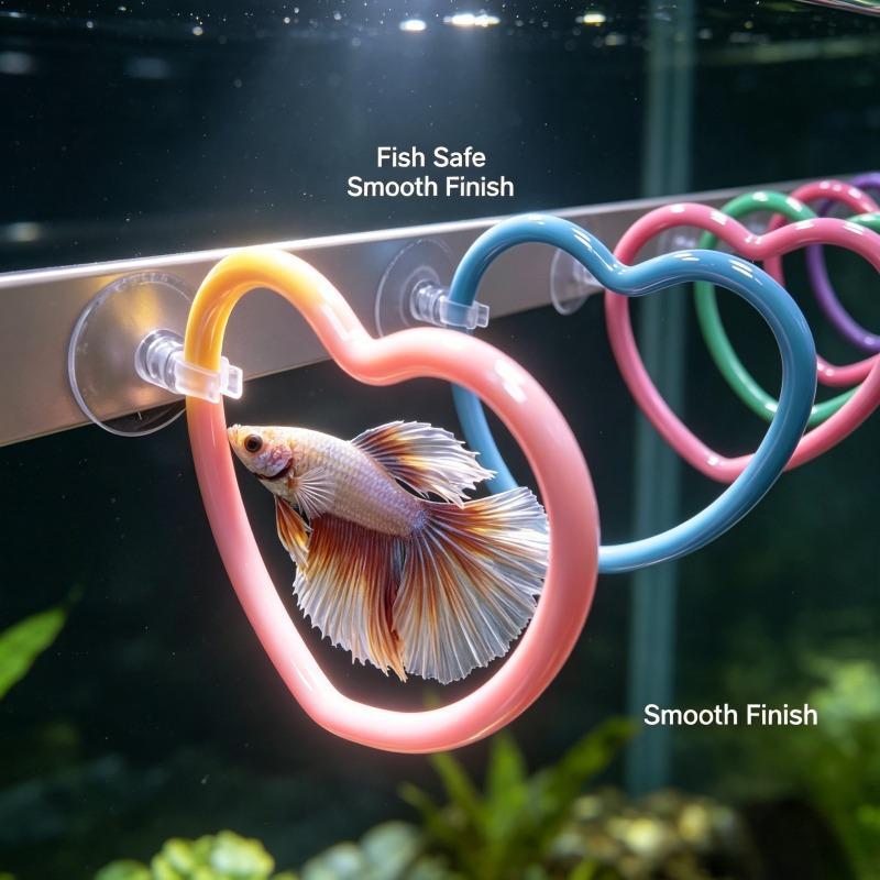 Betta Exercise Ring 1/6Pcs Suction Cup Heart Shaped Fish Training Toy for Home Aquarium Fish Tank Decor