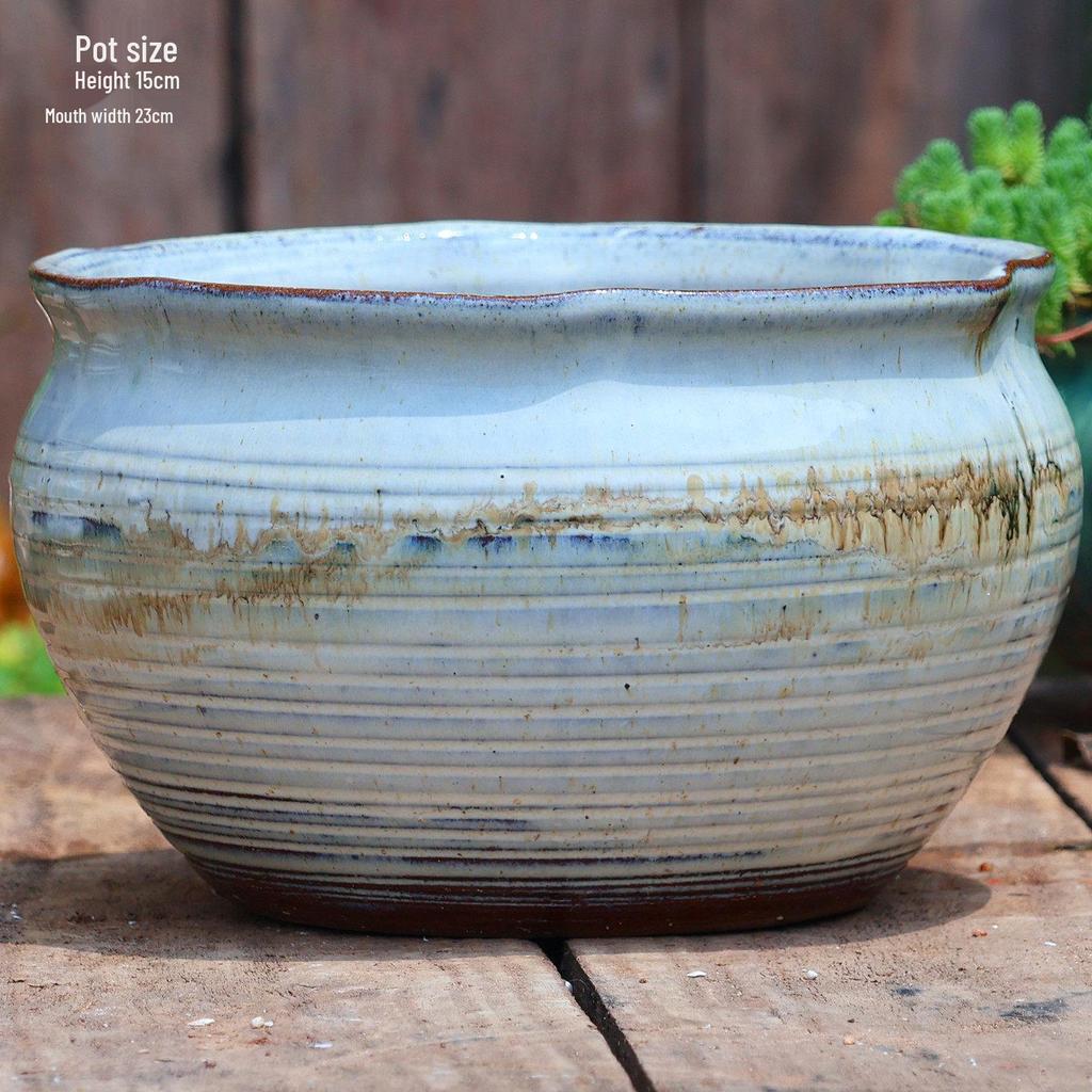 Large Handmade Ceramic Pottery Planter for Courtyard Landscaping - Ideal for Tall Orchids and Bougainvillea