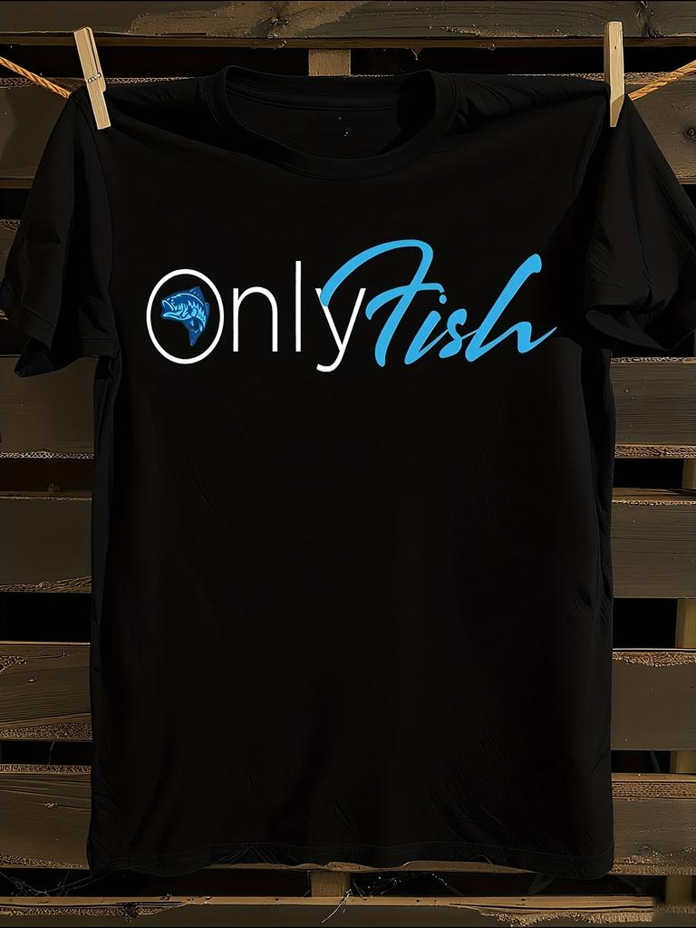 Onlyfish 's & 's 100% Cotton Fishing T-Shirt Mens Tshirt Womens Tshirts with Letters Print Short Sleeves T-Shirt Casual Street Tee Shirt Top