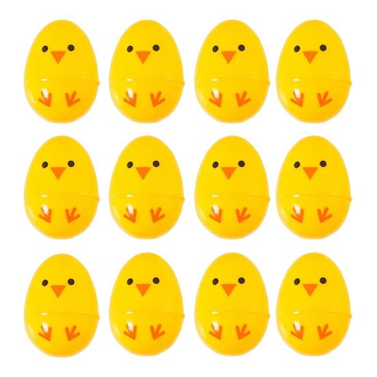 2.4 Inch Plastic Chick Easter Eggs Empty Yellow Mini Fillable Eggs for Easter Basket Stuffers Hunt Games Party Supplies