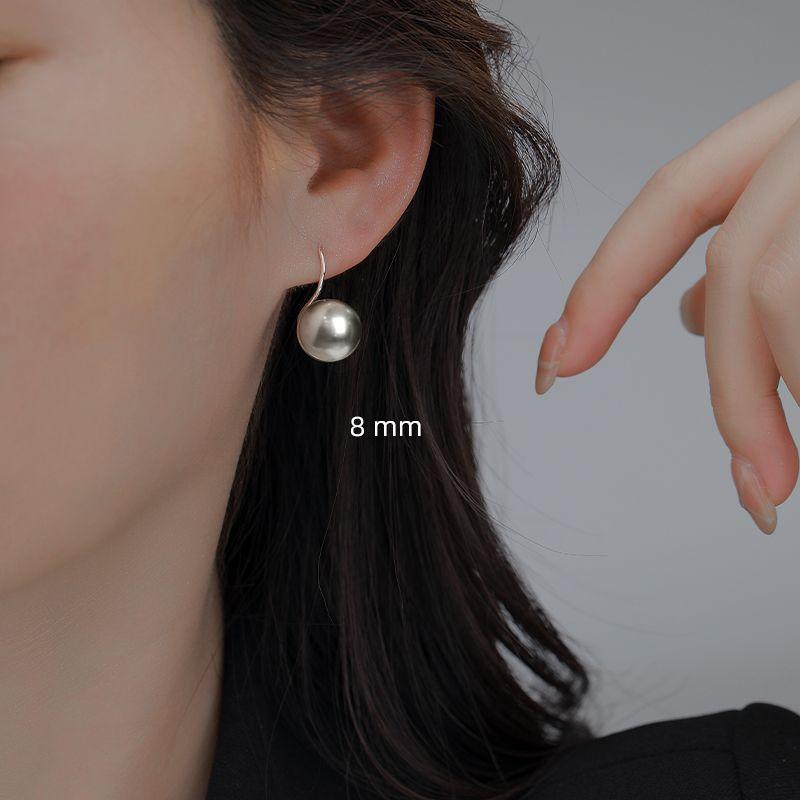 

Miss Z 999 Sterling Silver Shijia Best Selling Pearl Earrings [999 Foot Silver] Shi Jia Grey Beads 8mm Pair