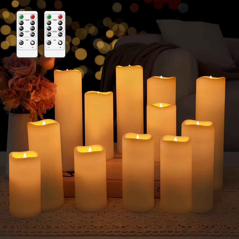 (12 Pack) Pack Of 12 Smokeless LED Candles With Remote Control, Comes With Flickering Flame Effect, Suitable For Weddings, Proposals,