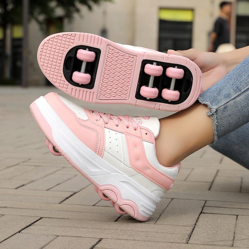 Student Roller Skates for Kids, 6-Wheeled Unisex Skates with Removable Wheels and Straps