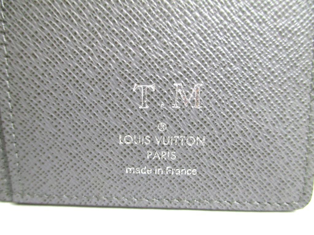 Autentická LOUIS VUITTON Šedá Taiga Kůže Klopa Peněženka na bankovky Portefeuille Long #a564 Repasovaná