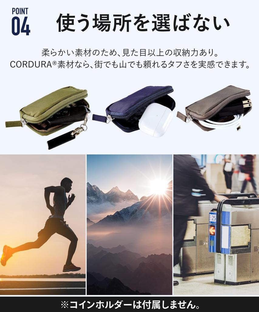 For Climbing CORDURA Mini Coin Case STREAM Model [Perfect Mt. Fuji] Water-Repellent Purse/Cash (Tough (CORDURA Specification), Gray)