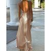 Popular Summer New Slim Fit Sexy European and American Satin Backless Suspender Dress Women