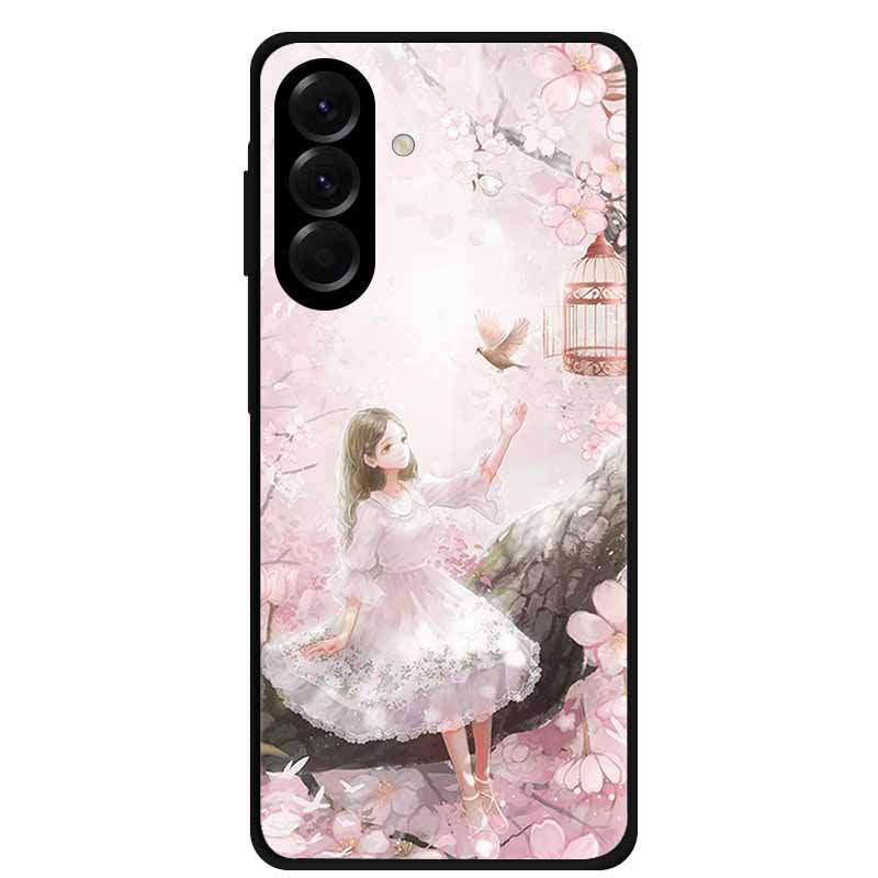 Tempered Glass Phone Case For Samsung Galaxy S24 FE Case Hard PC Back Cover Shell for Galaxy S24FE S 24 FE 5G Hard Covers Flower