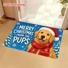 1pc, 2D Flat Printing Christmas Golden Retriever Doormat, Non-Slip Machine Washable Easy-to-Clean Polyester Mat, Suitable for Home and Outdoor Decorat