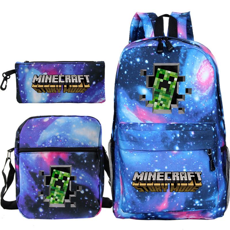 Game Merchandise Print Fashion Children'S Backpack Student Schoolbag Stationery Bag Messenger Bag Three-Piece Set