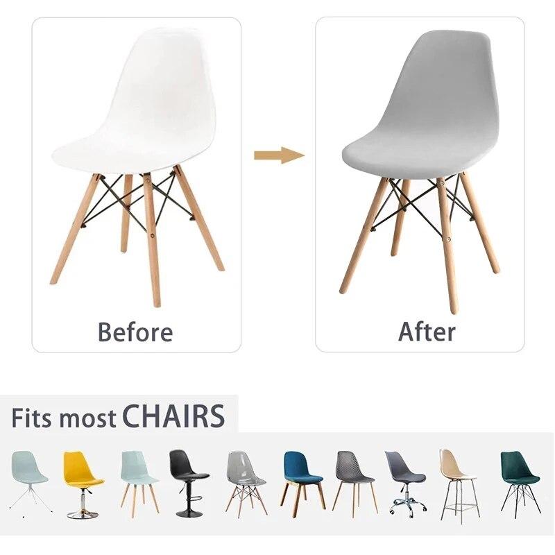 Solid Color Velvet Shell Chair Cover Washable Removable Back Chair Covers Stretch Dining Seat Cover for Hotel Home Dining Room