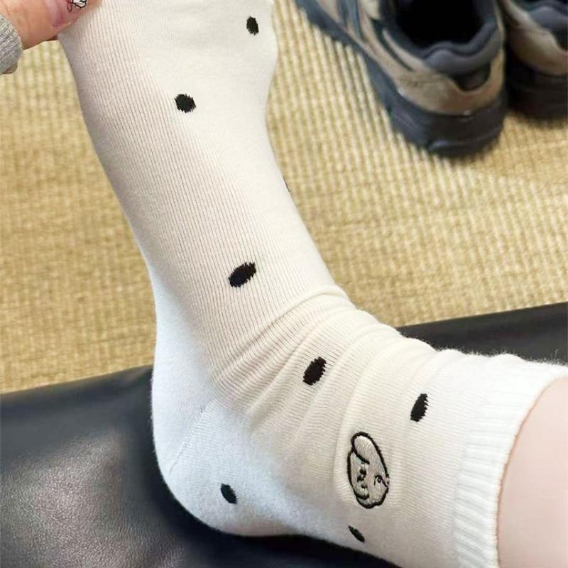 

Female Spring New Trend Cute Cartoon Puppy Cherry Academy Wind Tube Pile Socks 1 pair