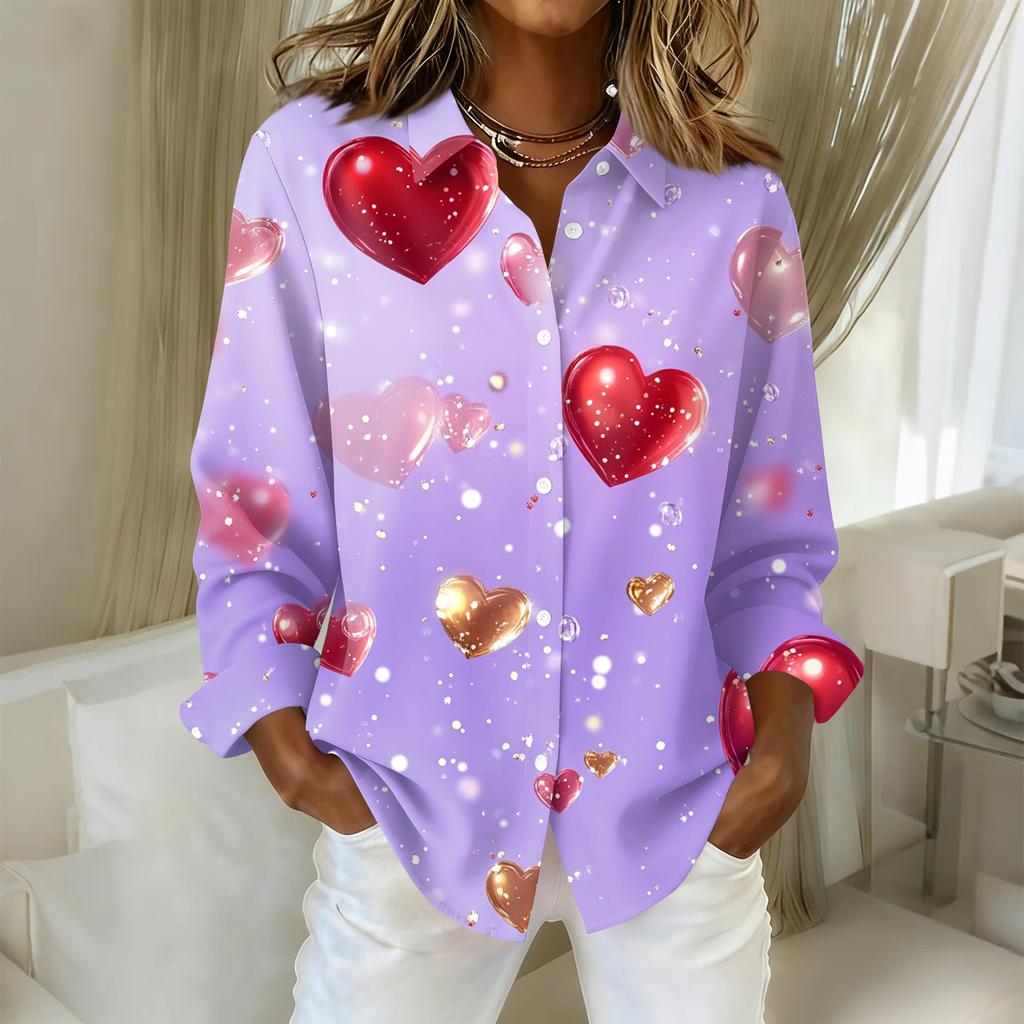 Women's Buttoned Long Sleeved Casual Regular Shirt With Collar Top