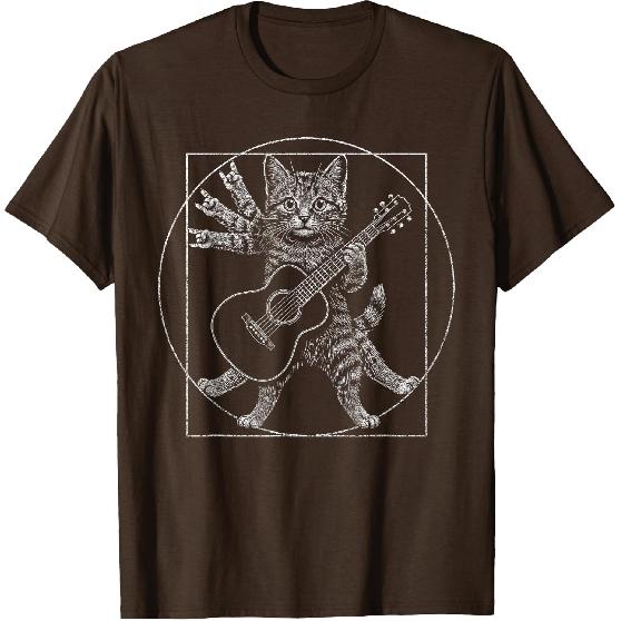 Rock Cat Guitar Music Funny Feline Rocker Design T-Shirt