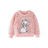 Girls' Polka-Dot Cat Long-Sleeved Sweatshirt Baby Autumn and Winter Clothing Infant and Toddler Round Neck Pullover Bottoming Shirt Top