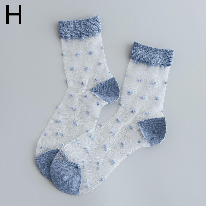 1Pair Transparent Short Sock Silk Elastic Hosiery Mesh Candy Color Polka Dot Ankle Socks Fashion