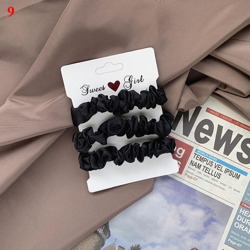 Fashion 3PCS/Set Satin Silky Scrunchies Hair Rope Luxury Solid Color Elastic Hair Bands Women Hair Accessories Headwear