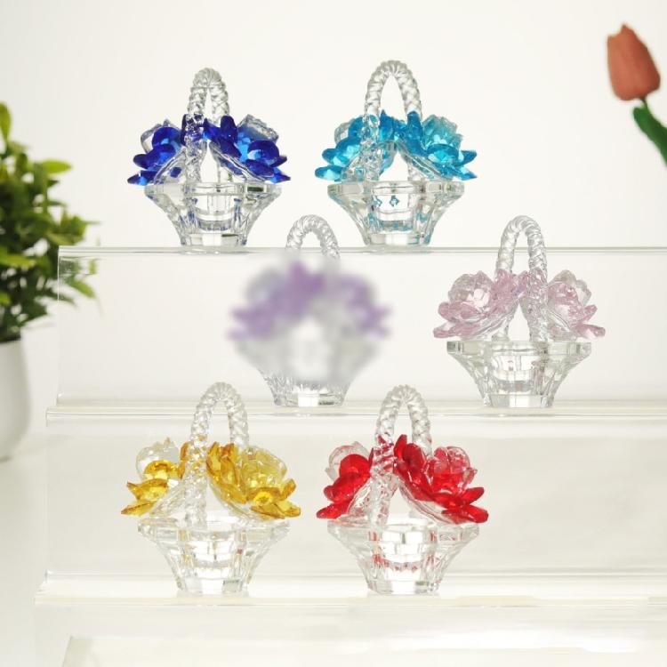 Gracefuls Crystals Rose Basket Sculpture, Bring Romance to Home Environments