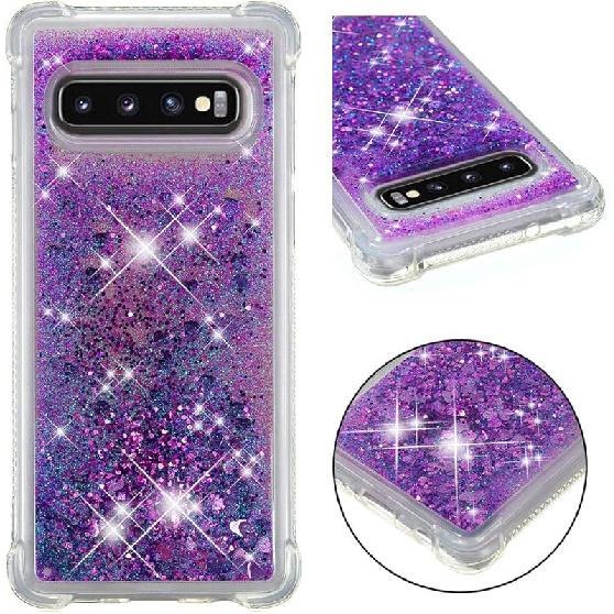 Compatible with Galaxy S10 Case, Bling Glitter Clear Case Floating Quicksand Shockproof Protective Sparkle Silicone Soft TPU Case for Samsung Galaxy