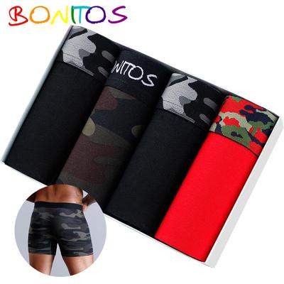 4Pcs Sexy Print Men Panties Camouflage Boxers For Men Cotton Men's Underpants