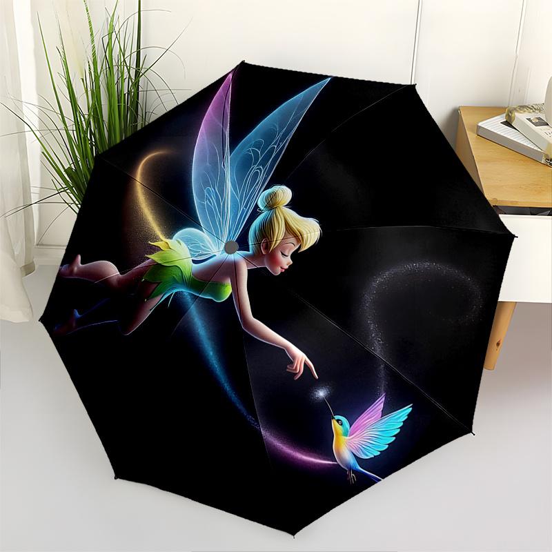 

Disney Tinker Bell Automatic Open/Close Umbrella - Cute Umbrella with Cute Design, Portable 3-Fold Compact Umbrella for Men & Women, Valenti