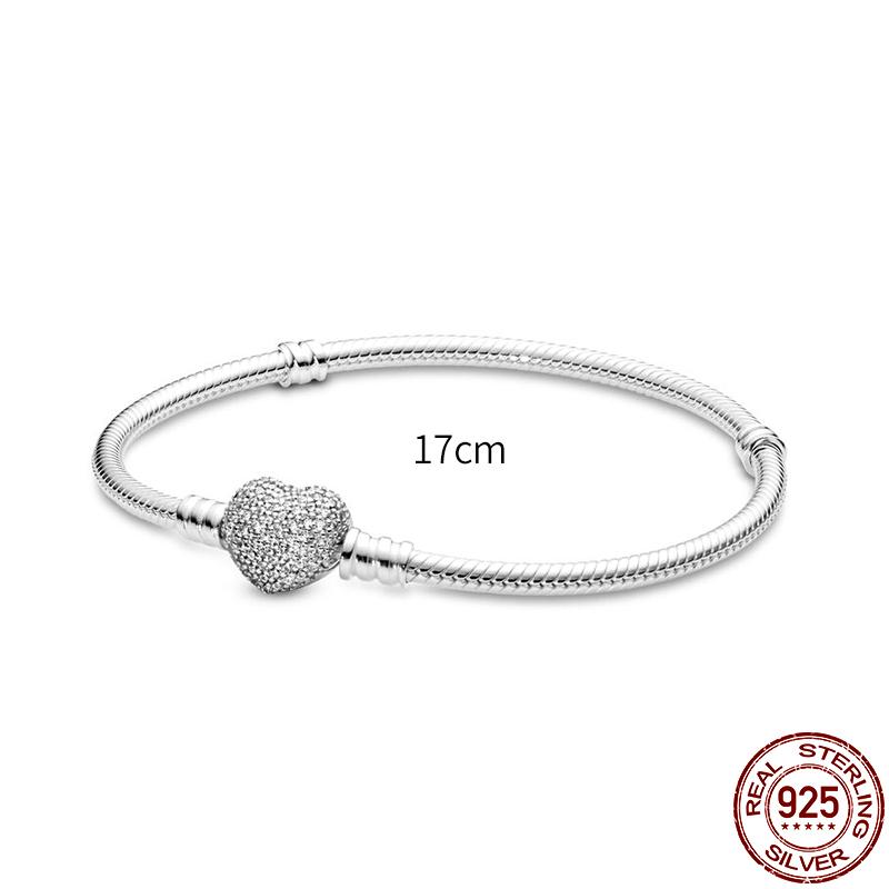 925 Silver Snake Chain Charm Bracelet For Women Fits Original Pendant Bead Heart Jewelry New In