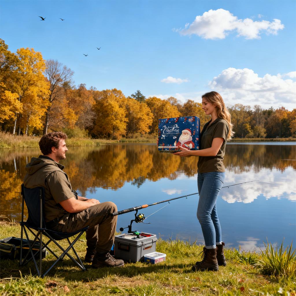 Merry Christmas Advent Calendar Fishing Christmas Countdown, Fishing Tackle Advent Calendar For Fish Adult Men Teen Boys 24-Day Countdown 24pcs