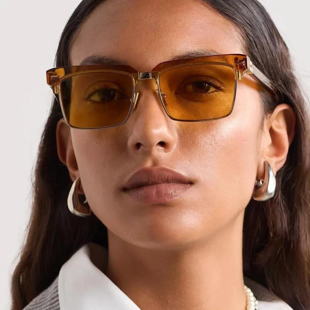 Luxury Brand Designer Retro Eyebrow Metal Frame Square Sunglasses Women For Men Sun Glasses Punk Popular Rivet Eyeglasses