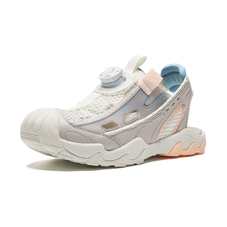 Anta Kids Adjustable Toe Cap Non-Slip Durable Sandals Kids Sandals White Gray A322426953-2