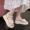 2024 summer new thick-soled fashion non-slip word with sandals women's muffin soft-soled Rome with skirt women's shoes