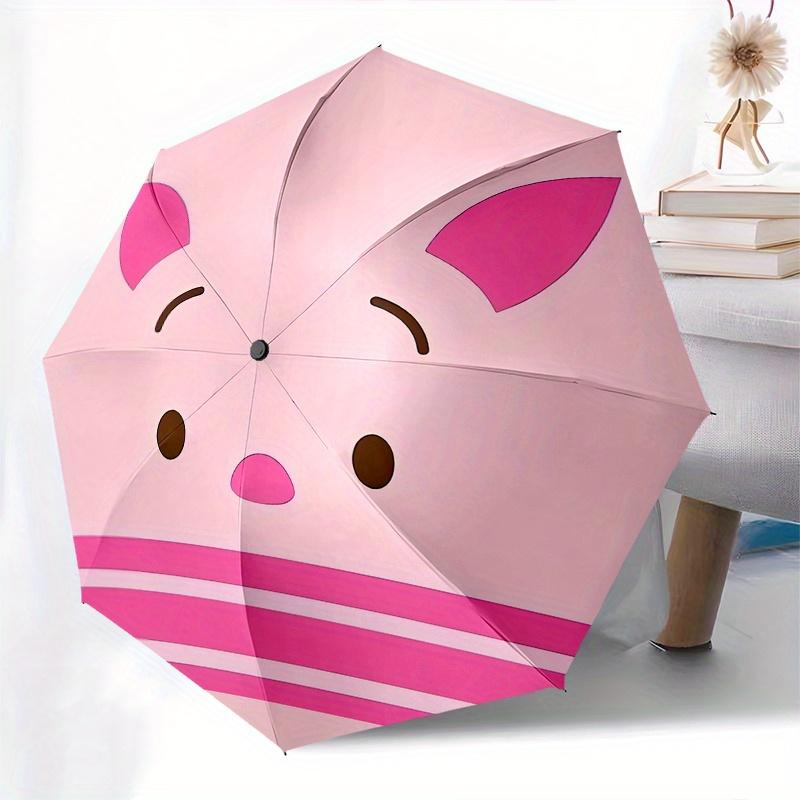 Disney Piggy,Cute,Minimalist Manual Opening and Closing Umbrella, 8-Rib Reinforced Folding Design, Lightweight