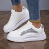 Women's Sequin Decorative Casual Sneaker, Lace-up Lightweight Soft Sole Walking Skateboard Shoes, Low-Top Comfortable