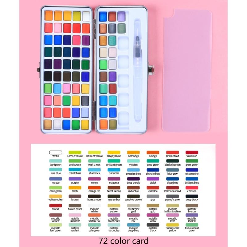 50/72/90/100 Colors Solid Watercolor Paint Set Pearlescent Watercolor Paint Art Painting Supplies for Hobbies Painter