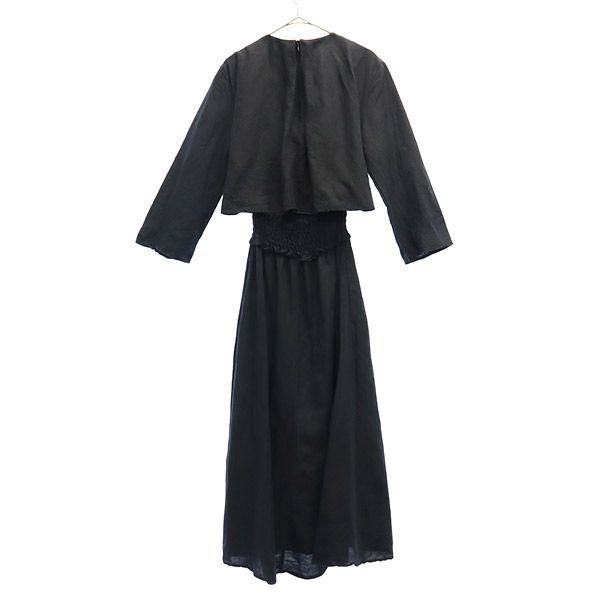 Mila Owen Linen Blend Long Sleeve One Piece Black Women Used