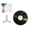 Hand Painted Vinyl Art Record DIY Graffiti Clock Ornament, Blank Acrylic Retro Tabletop Wall Decorations Decor with Stand, Reusable Personalized