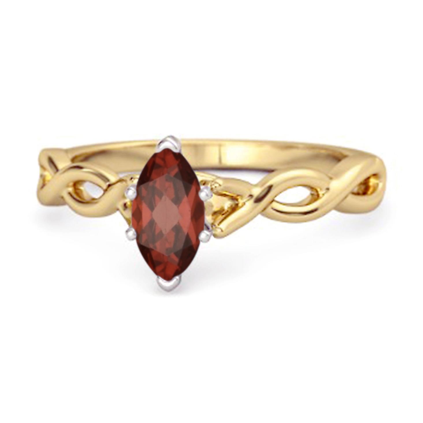 Garnet Marquise Ring - 925 Sterling Silver Gold Vermeil 6